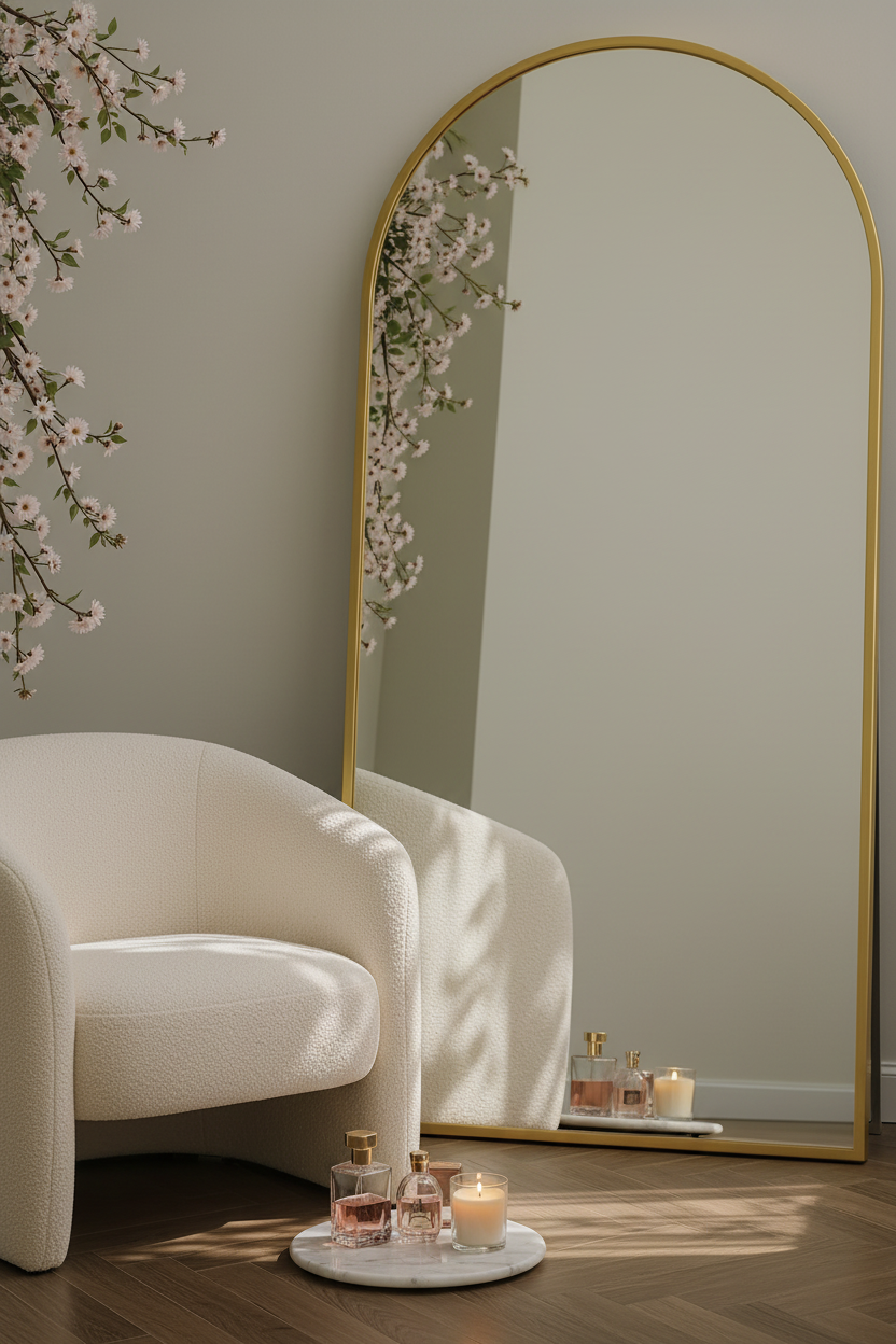 Velvet & Vine Gold Arch Floor Mirror
